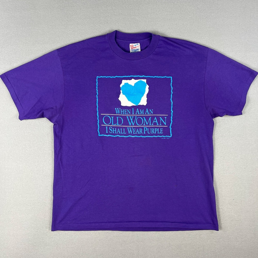 VTG Jenny Joseph Poetry T Shirt Adult‎ XL 1990s Old Woman I Shall Wear Purple